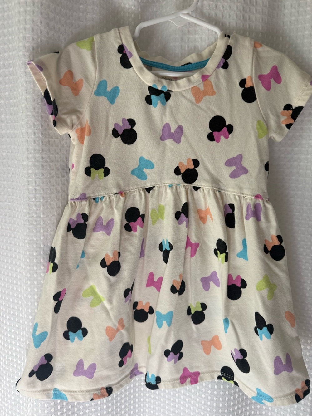 Disney Cream Short-Sleeve Minnie Bow Print Dress